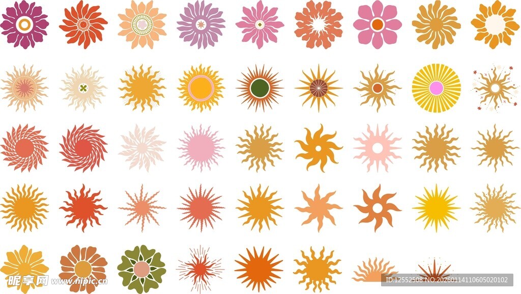 多彩花朵图案素材