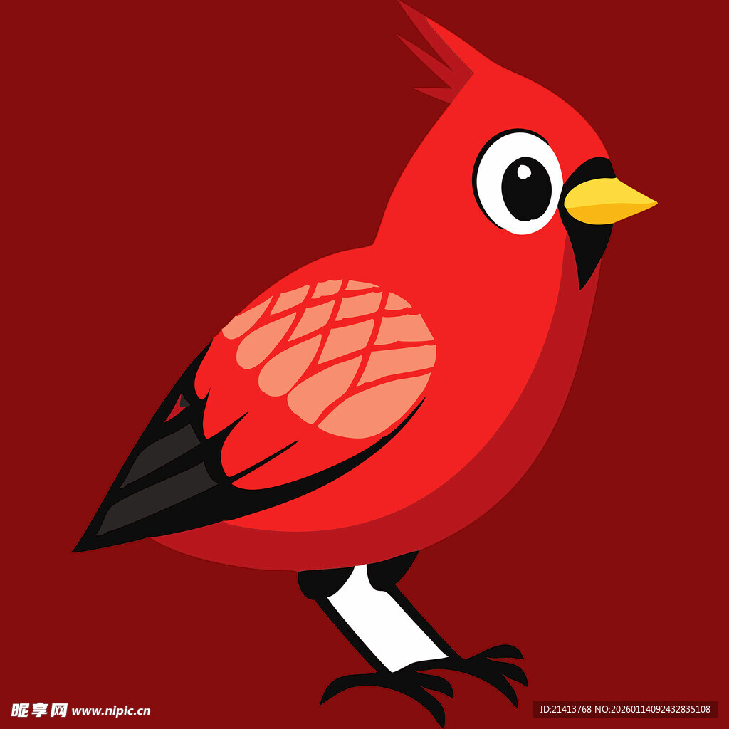 红色卡通小鸟带脚环