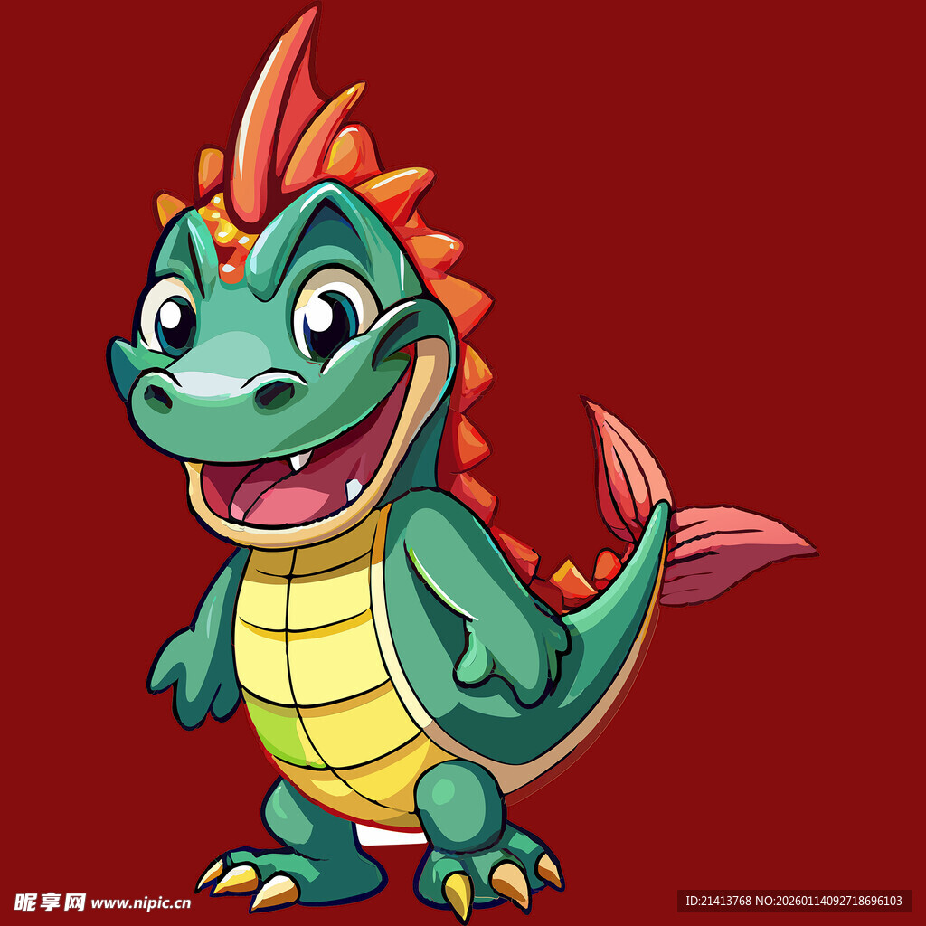 可爱卡通绿龙形象