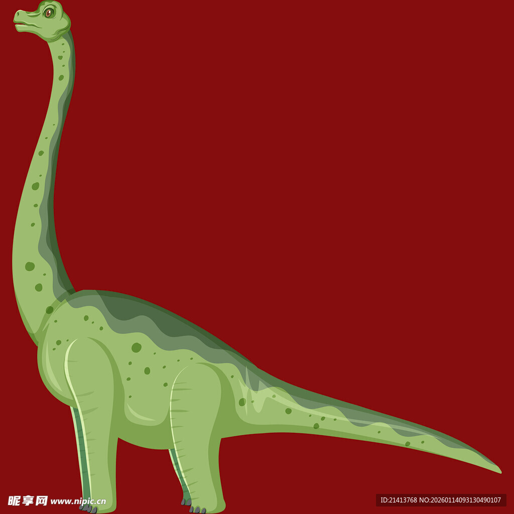 绿色长颈恐龙插画