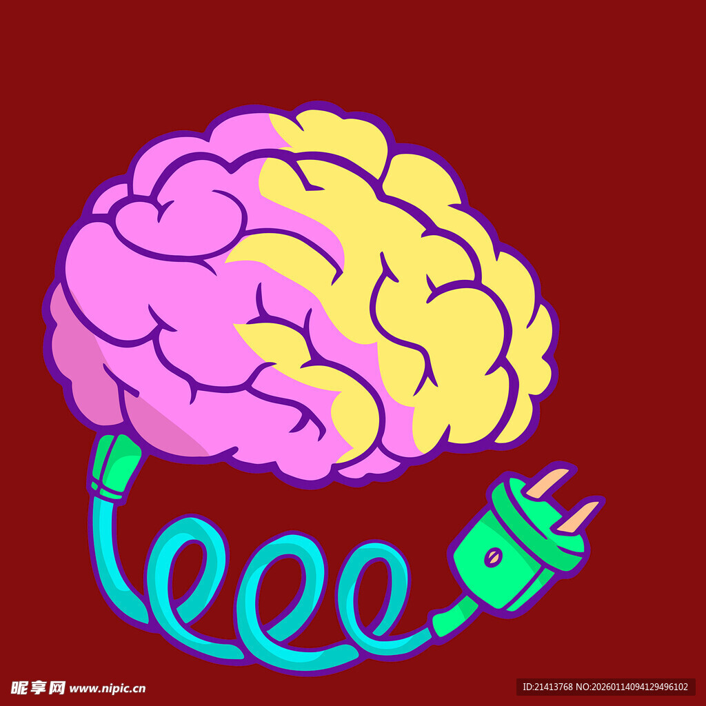 创意大脑与电源插头连接