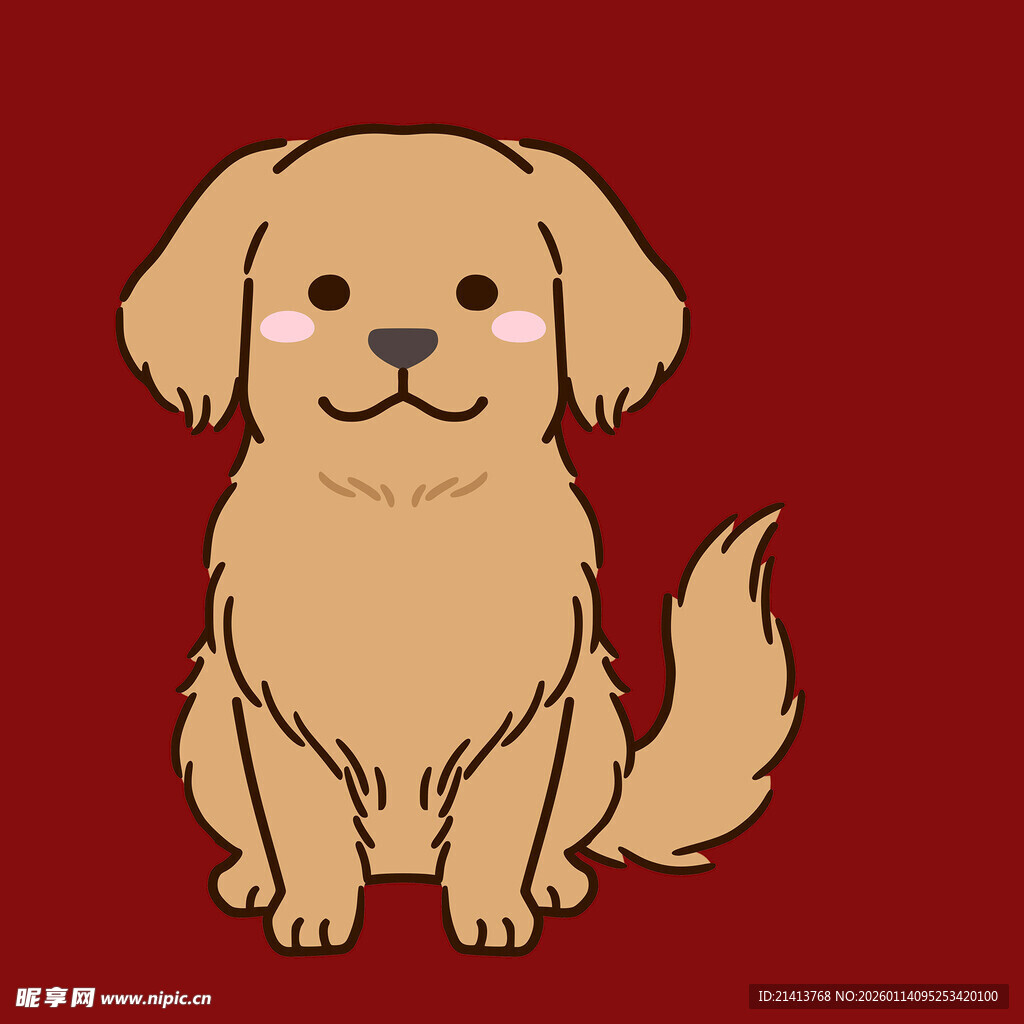 可爱金毛犬卡通形象