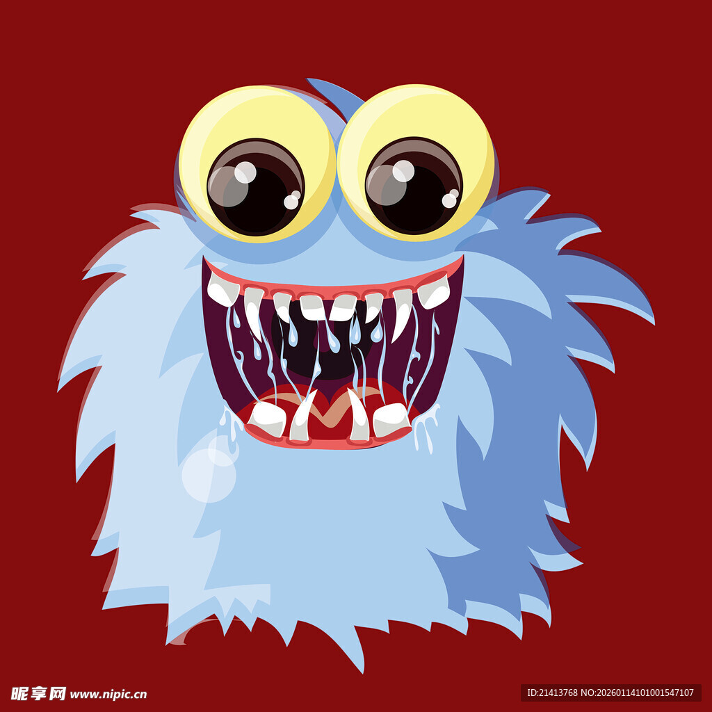 可爱蓝色大眼毛绒小怪兽