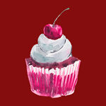 粉色纸杯蛋糕配樱桃