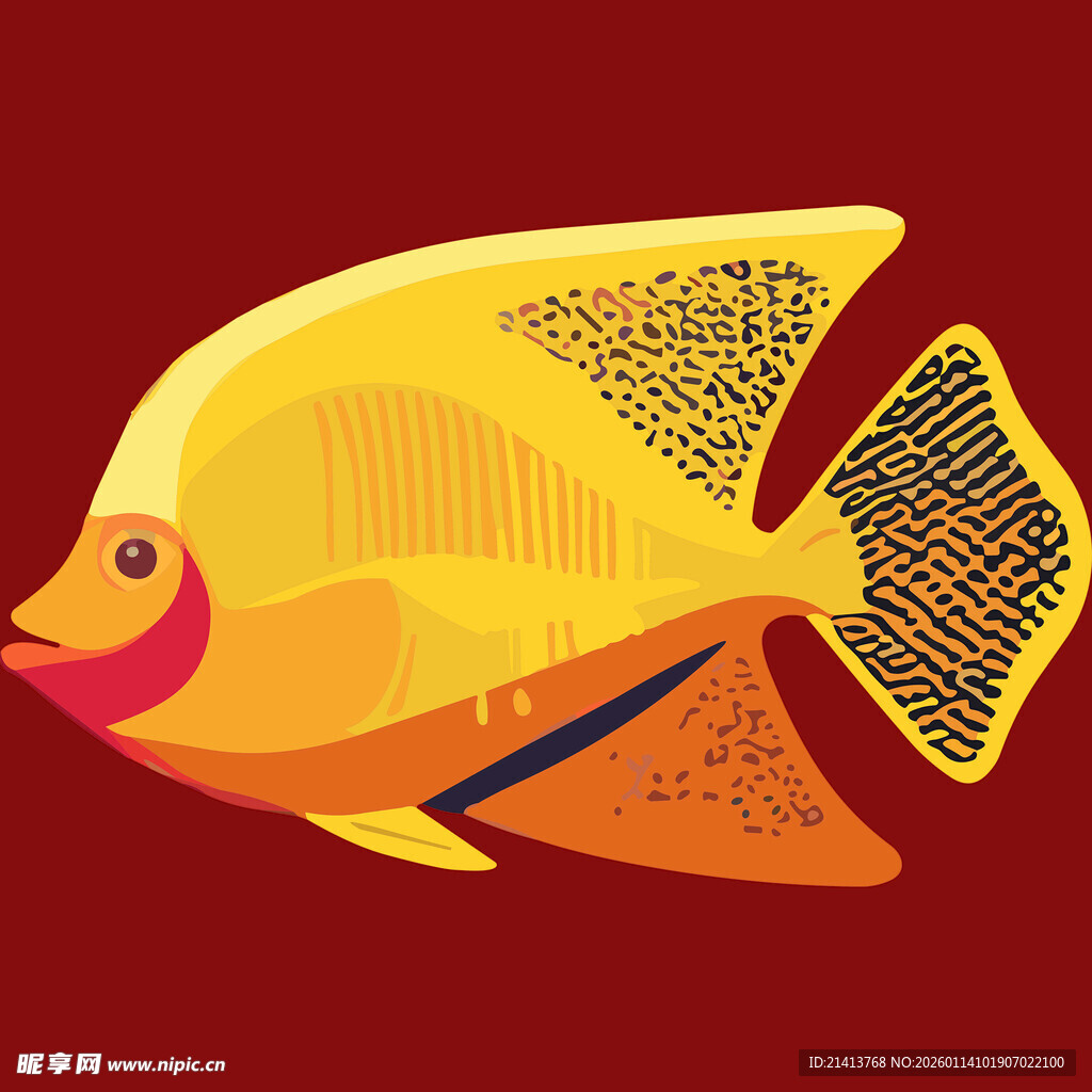 黄色热带鱼插画