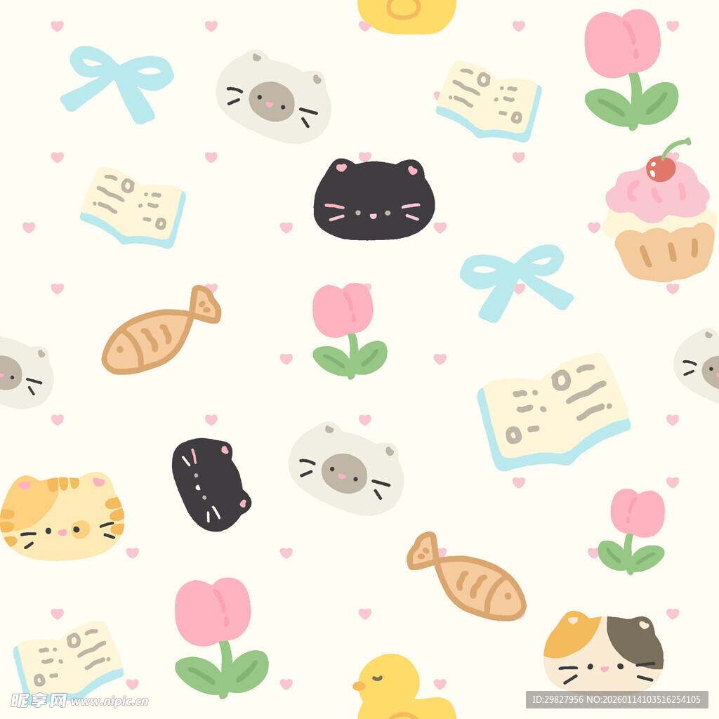 可爱卡通小动物与物品图案