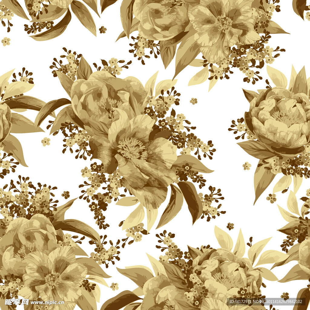 金色花卉图案背景纹理