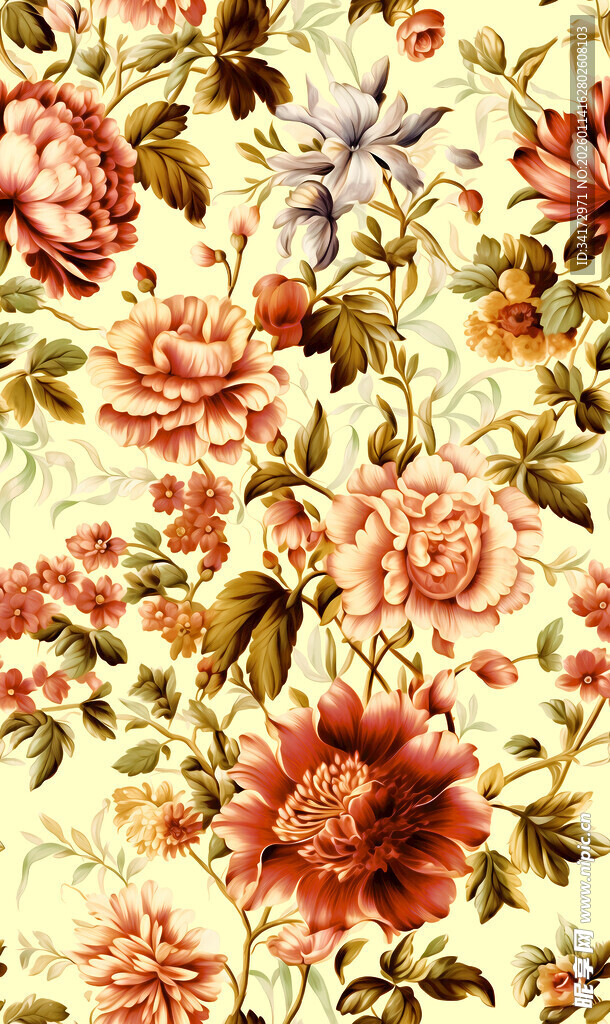 复古花卉图案布料