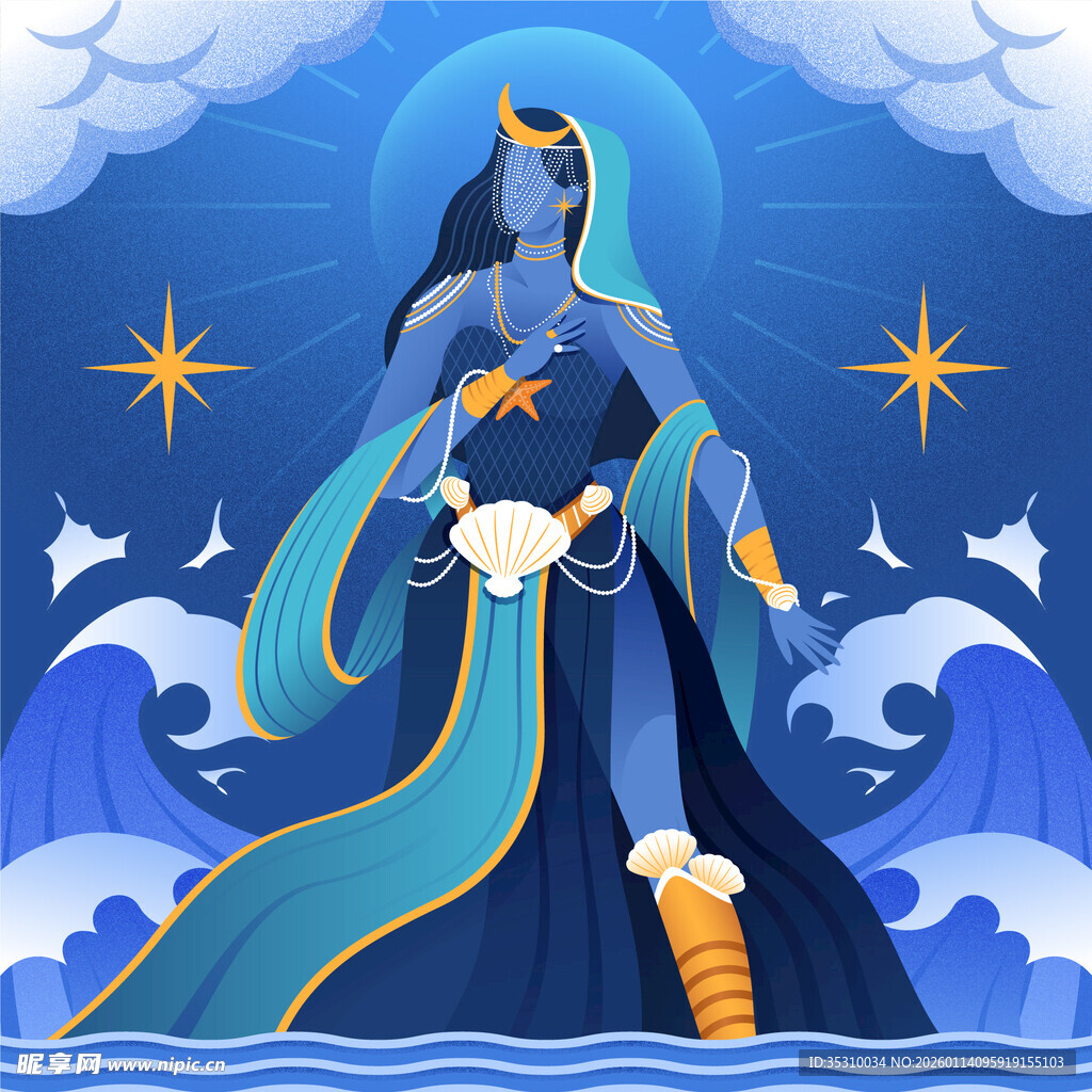 海洋女神形象插画