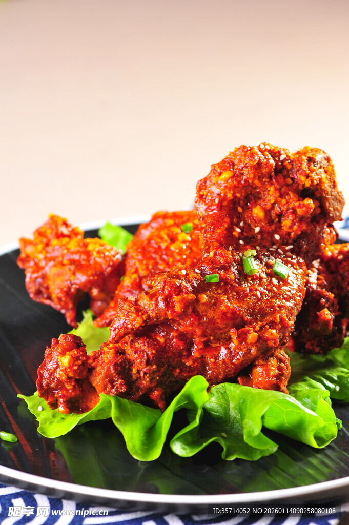 美味炸肉块配鲜嫩生菜