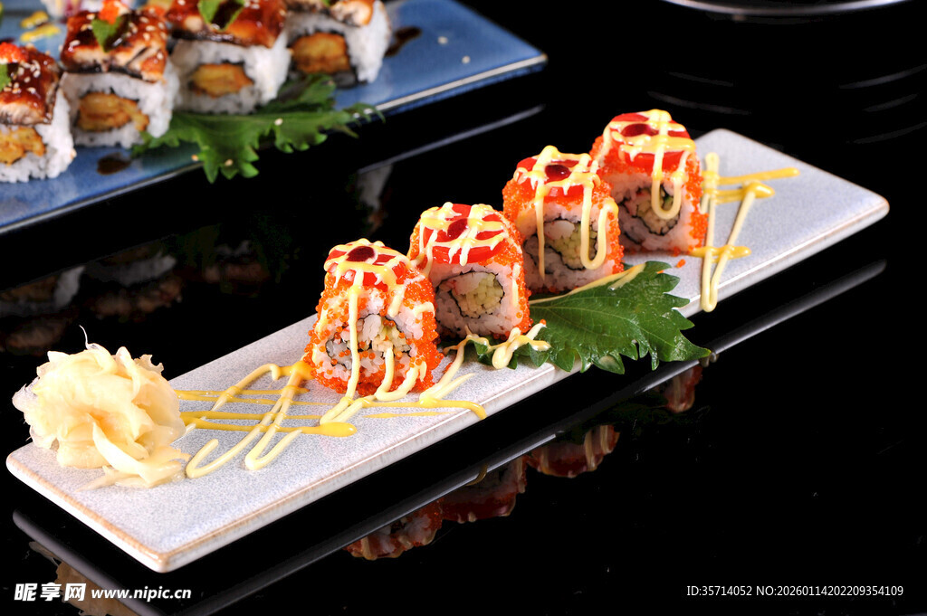 美味寿司拼盘视觉盛宴