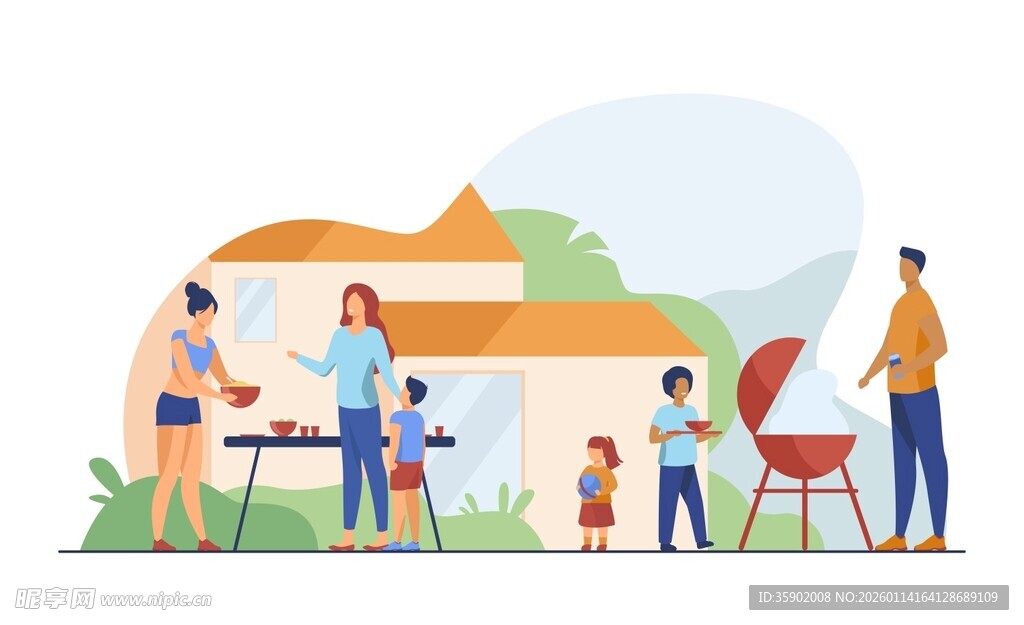 家庭户外烧烤欢乐时光