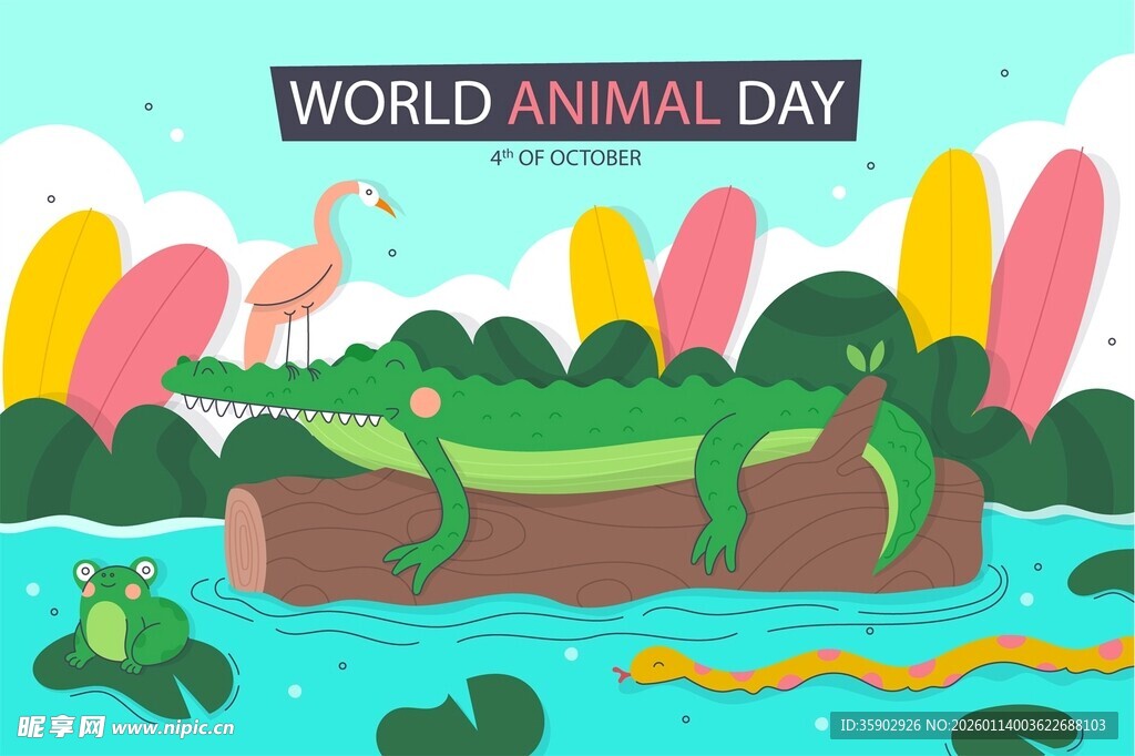 世界动物日的鳄鱼场景