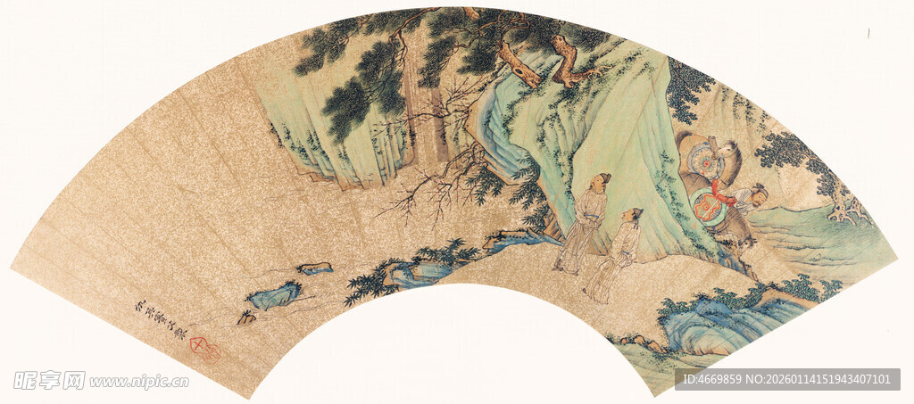 古风山水折扇图