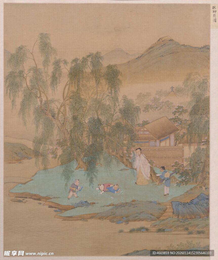 古代山水嬉戏图