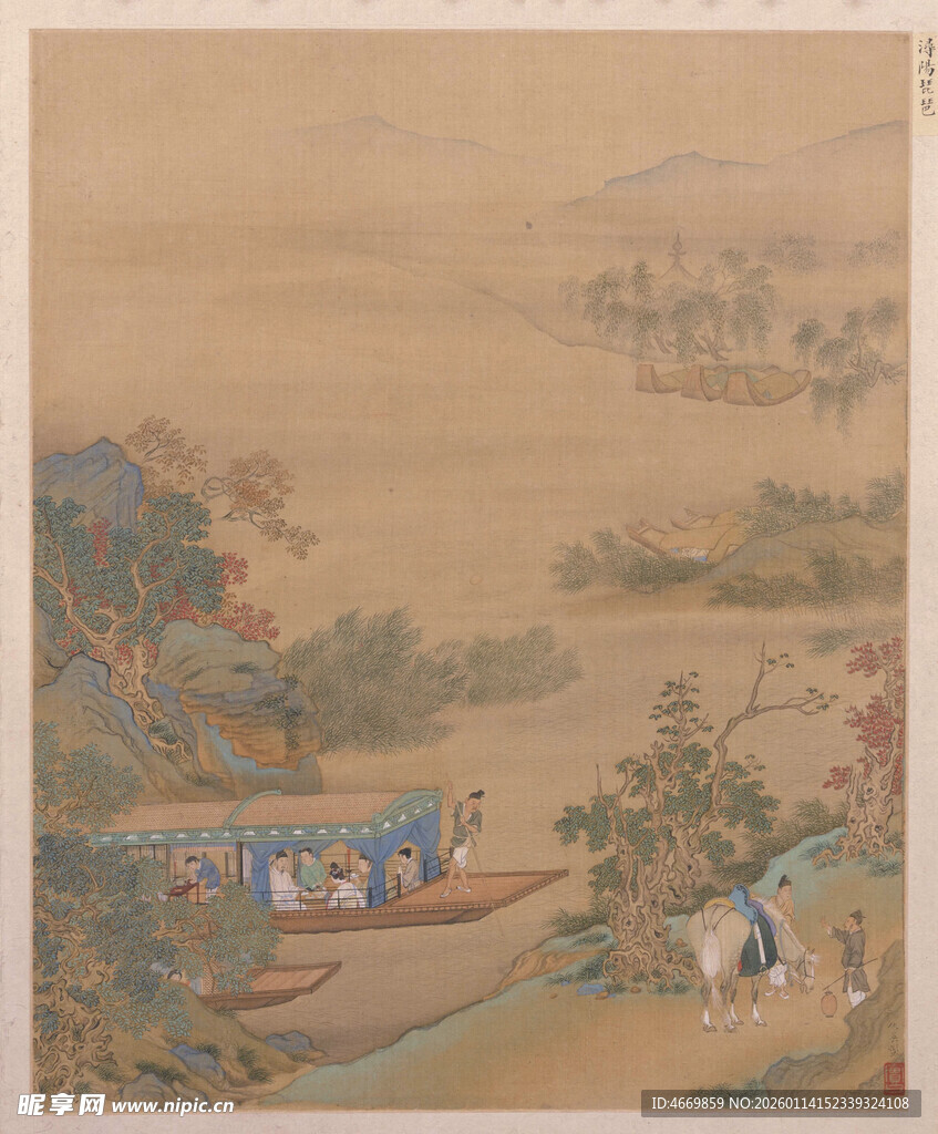 古代山水行舟图