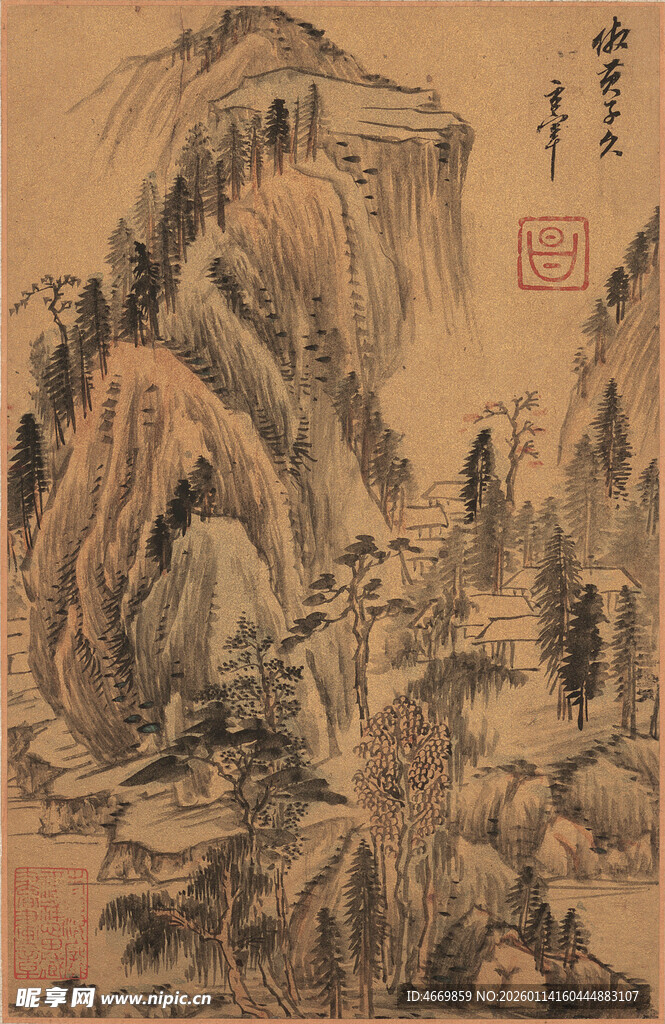 传统山水国画景观