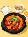红焖羊肉插画