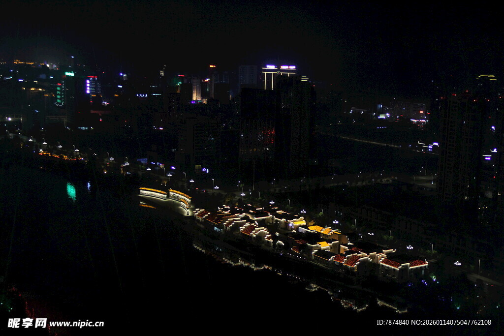 城市璀璨夜景俯瞰图