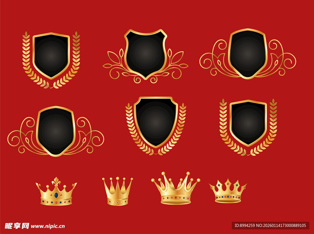 金色盾牌与皇冠