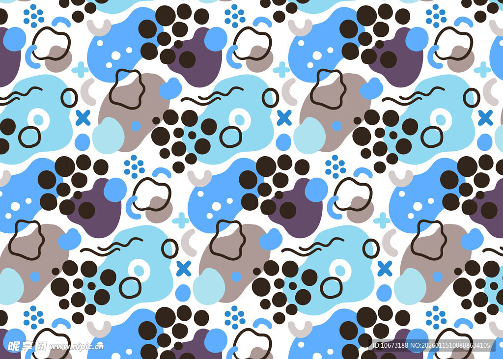 卡通风格宠物元素无缝图案