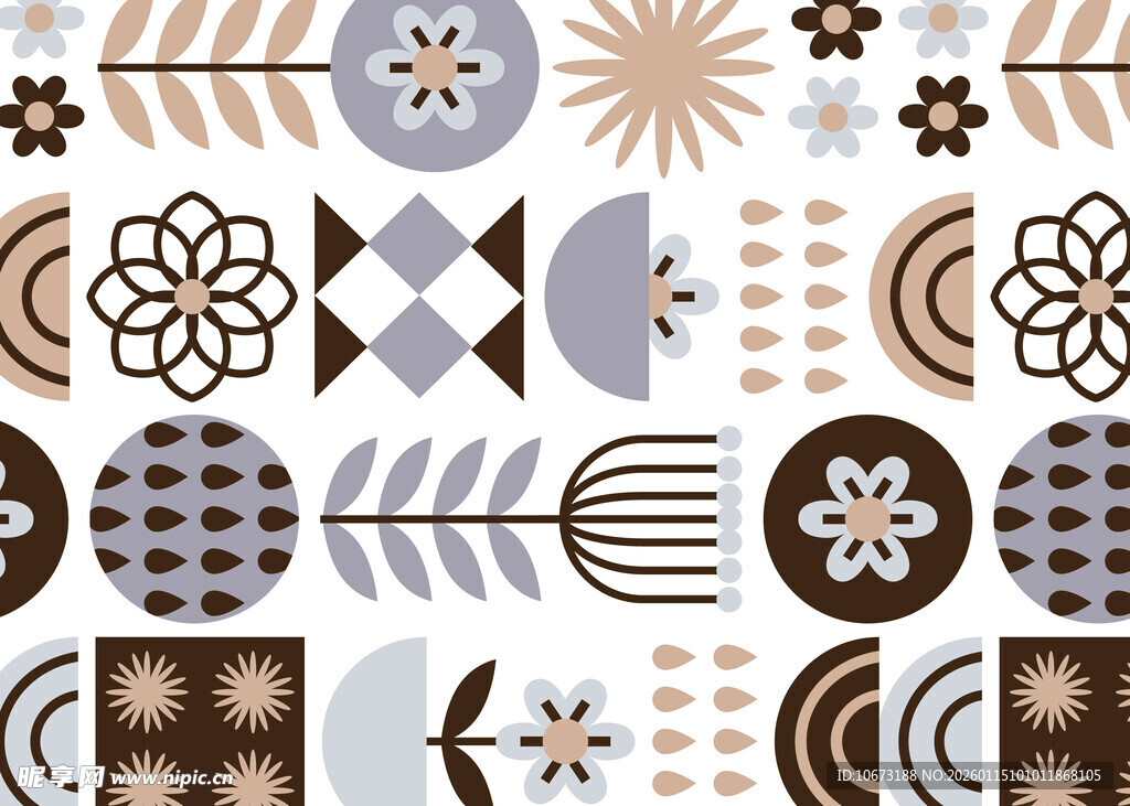 几何花卉图案装饰素材