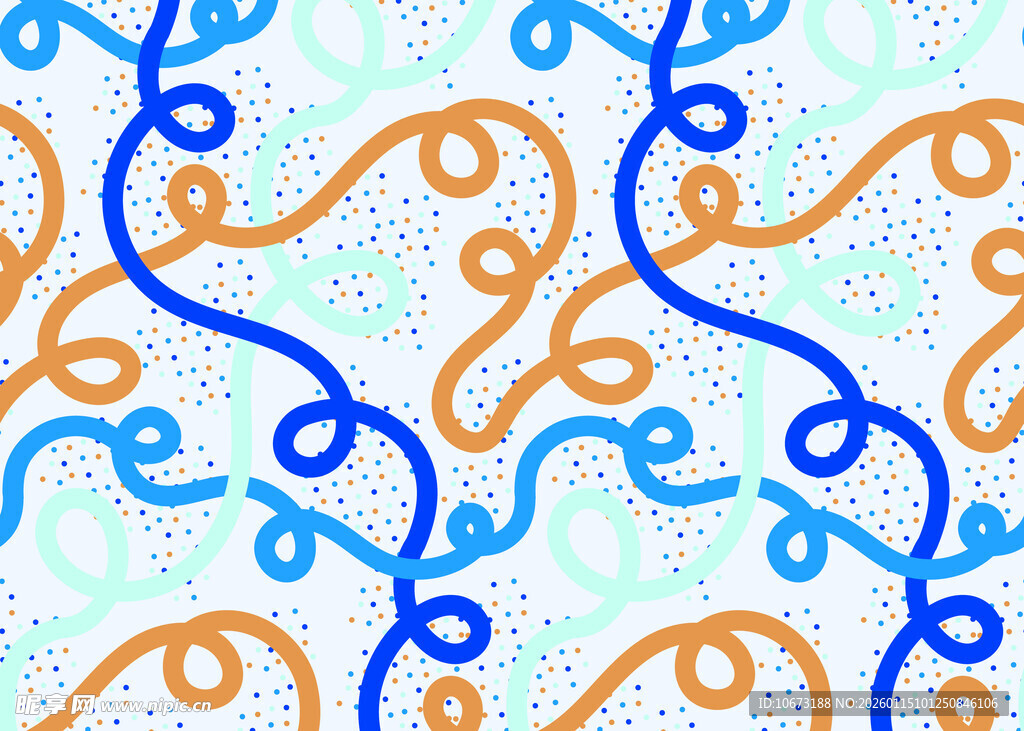 蓝橙曲线交织抽象图案