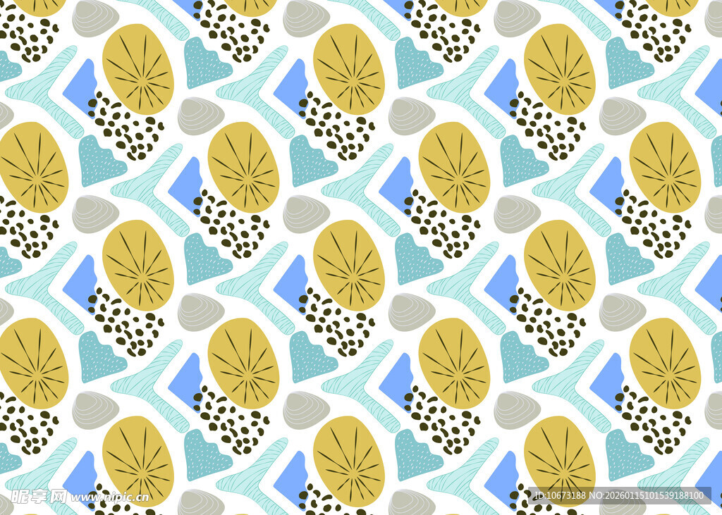 菠萝几何图案无缝背景图