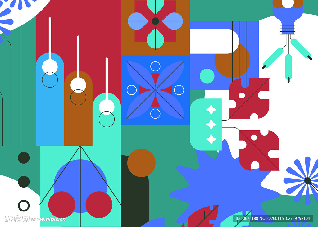 多彩节日装饰插画