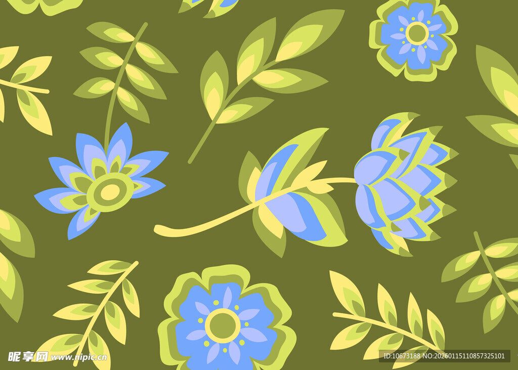 绿色底花卉图案设计