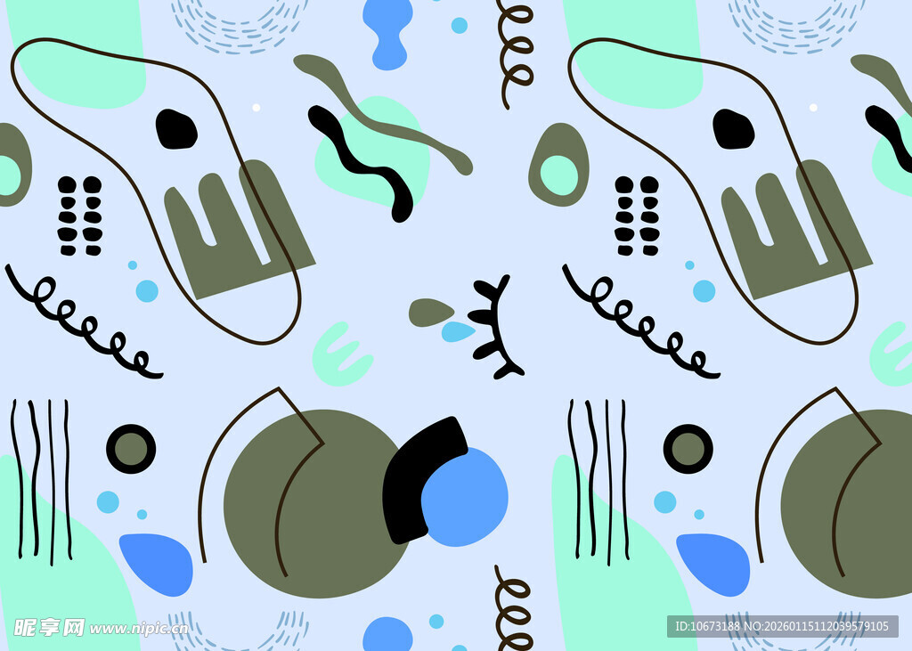 抽象几何植物装饰图案