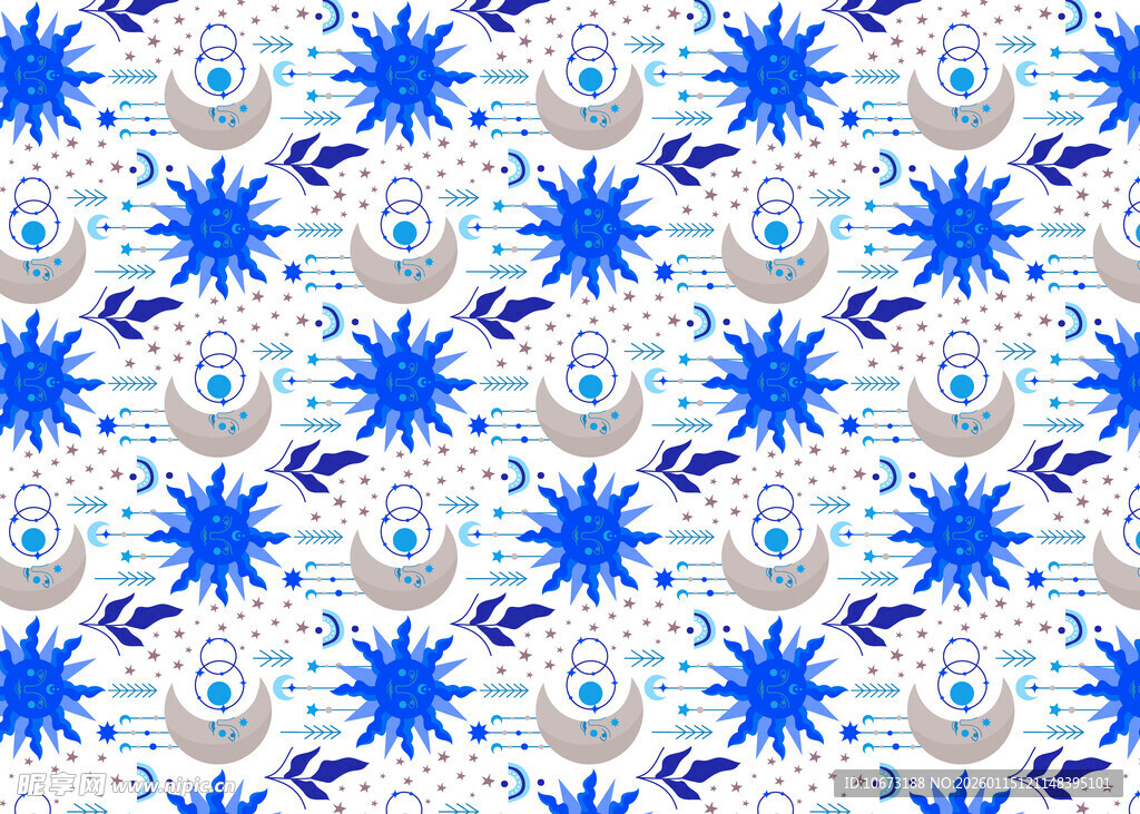蓝白花卉图案背景纹理