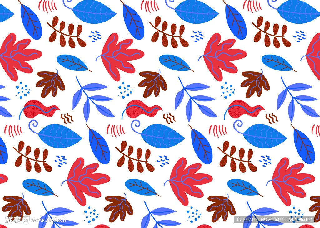 多彩花叶图案背景