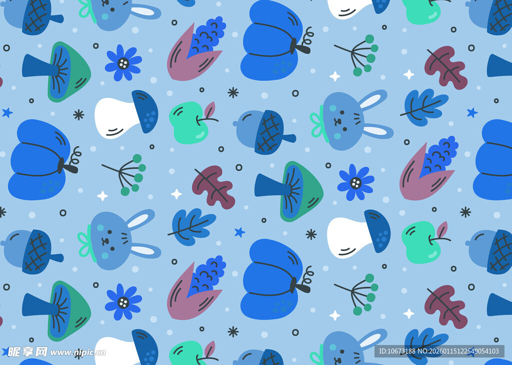 海洋生物图案的清新背景