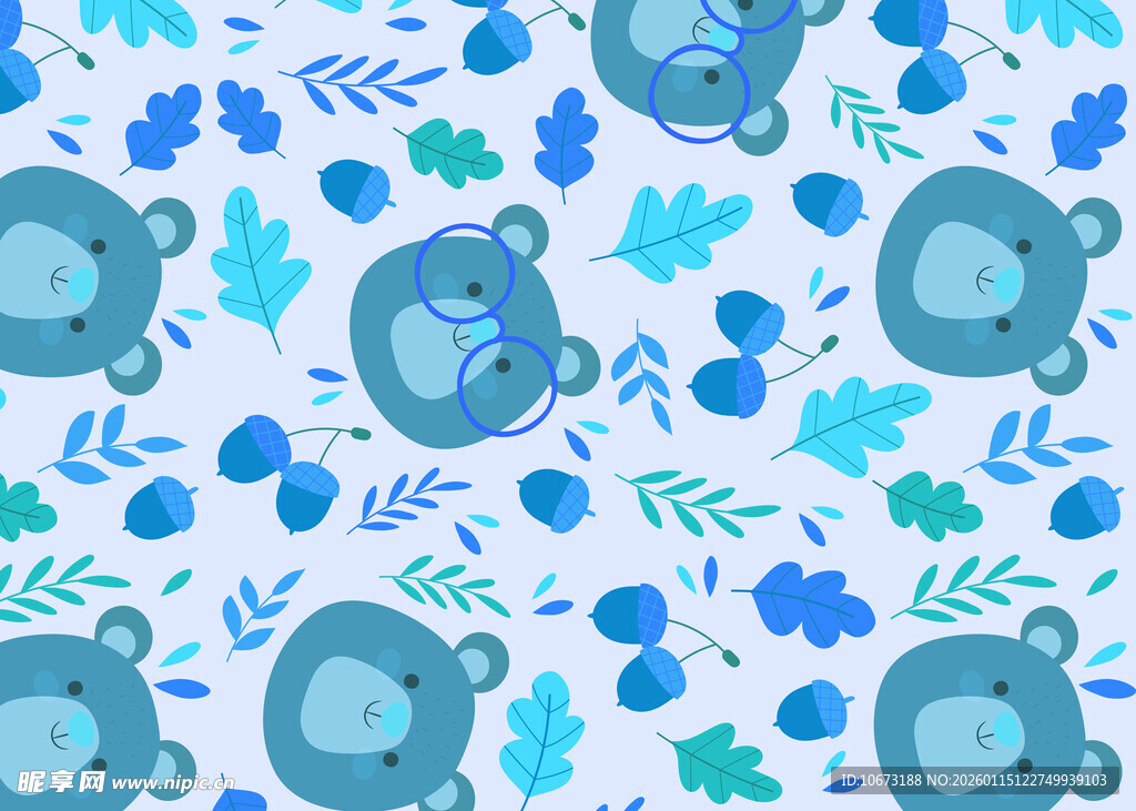 可爱小熊花卉图案背景