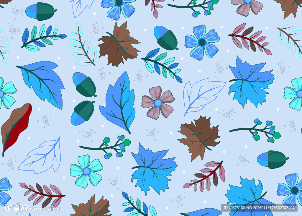 手绘花卉叶子图案背景