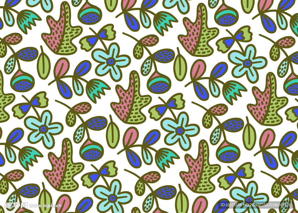 多彩花卉植物图案背景