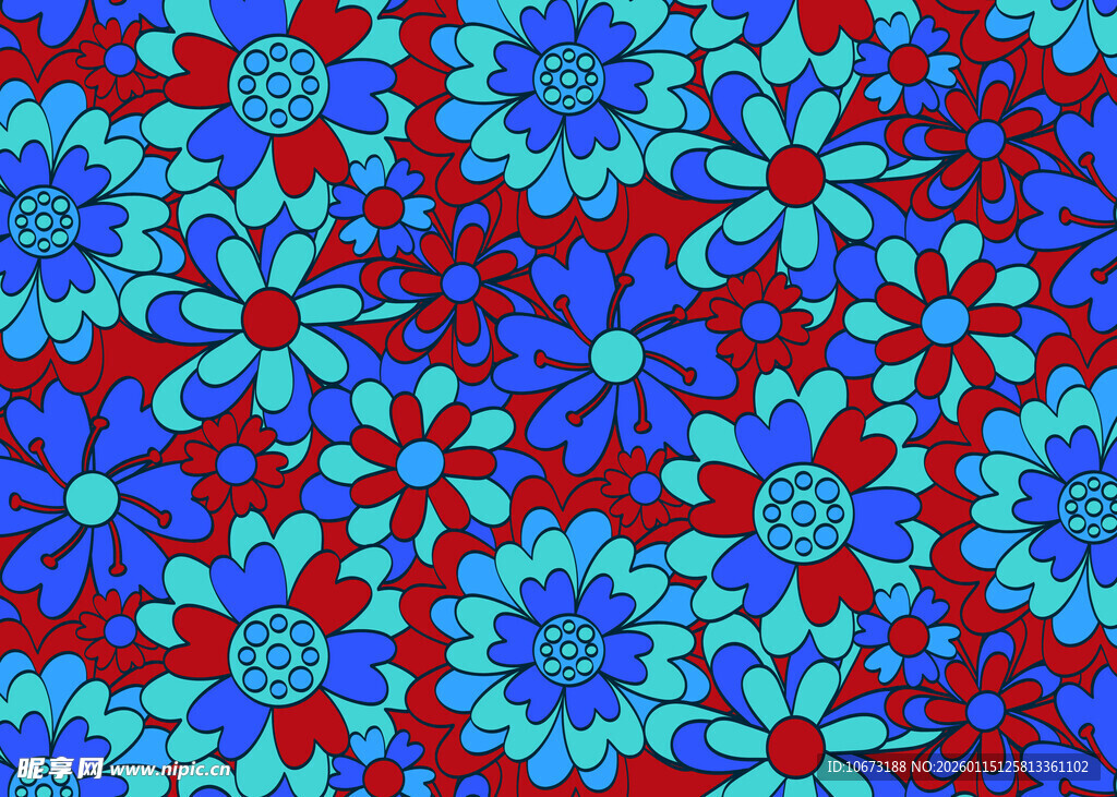 红蓝花卉图案背景