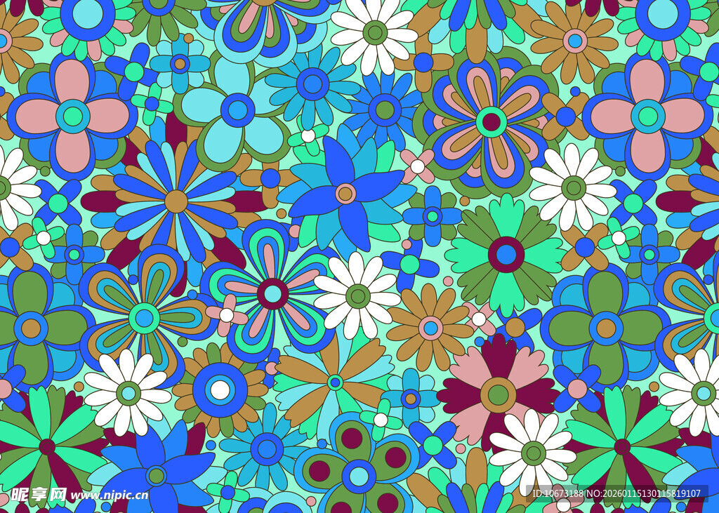 多彩花卉抽象图案背景
