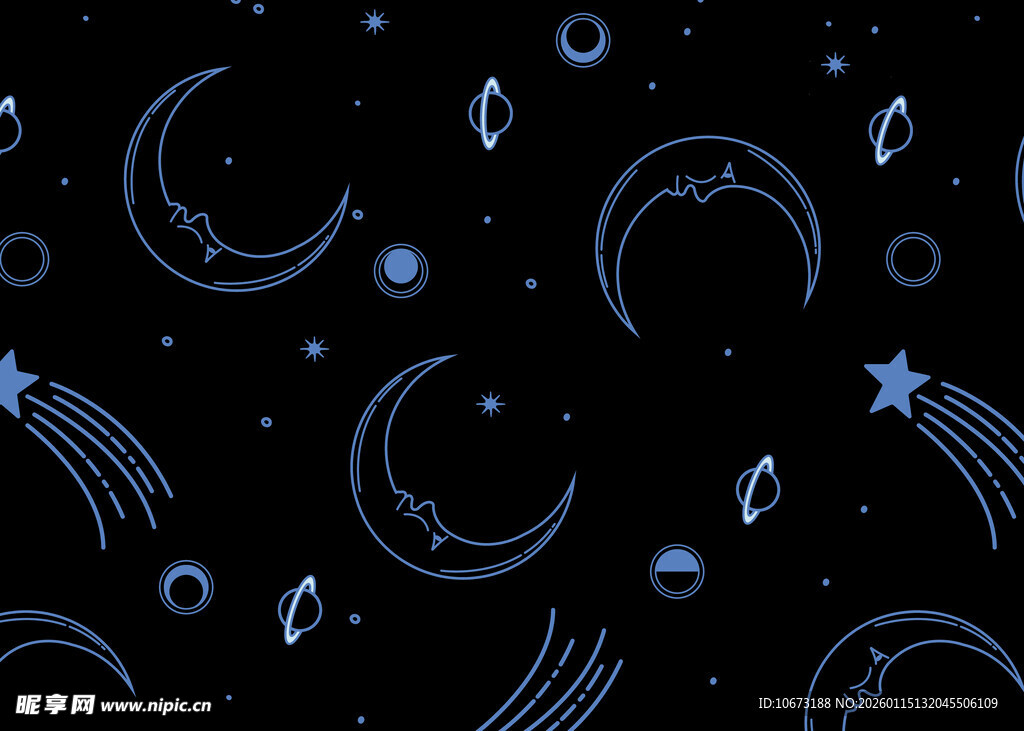 星空元素无缝图案背景