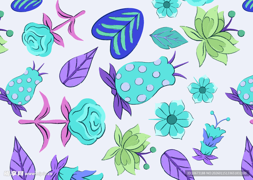 手绘多彩花卉图案背景