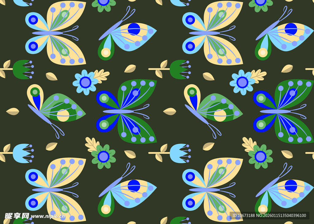 多彩民族风花卉鸟类图案