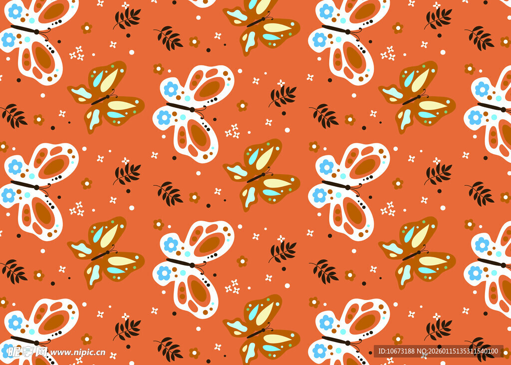 橙色底多彩蝴蝶结图案