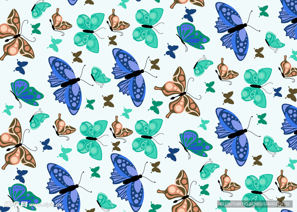 多彩蝴蝶图案背景纹理