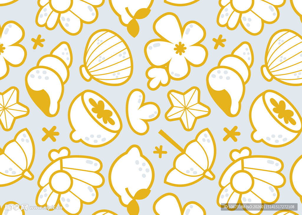 海洋元素无缝花纹图案