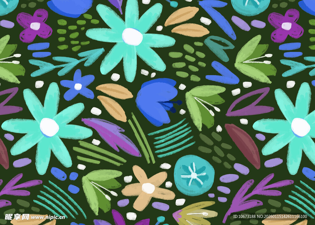 多彩花卉图案背景设计