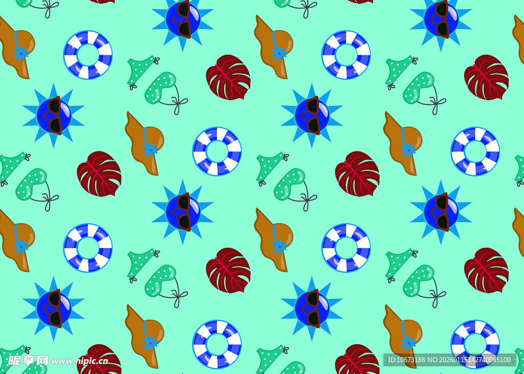 清新花卉瓢虫图案背景