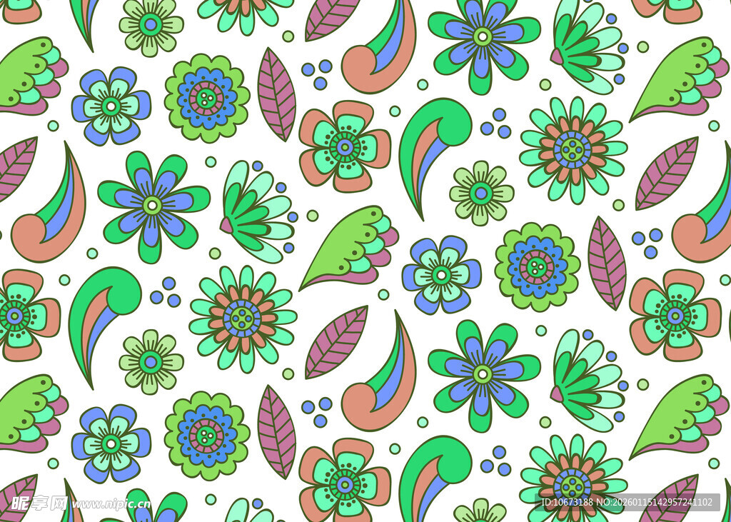 多彩佩斯利花纹图案背景