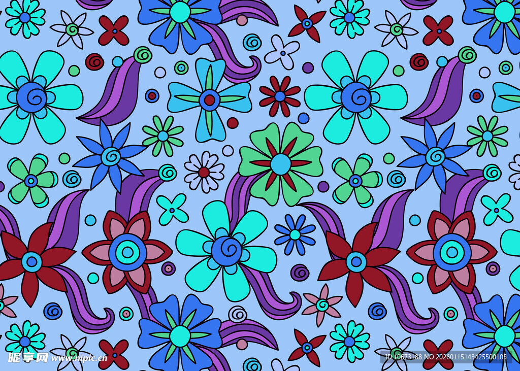 多彩花卉抽象图案背景