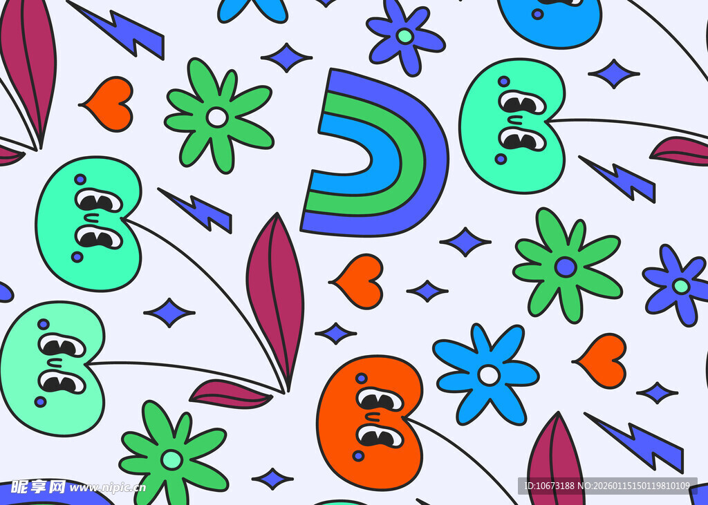 多彩卡通图案背景设计